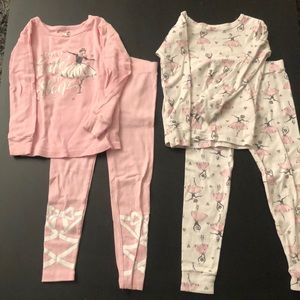 Girls ballerina long sleeve and bottom PJ sets